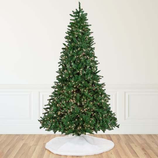 Northlight 9ft. Pre-Lit Green Twin Falls Pine Artificial Christmas Tree, Clear Mini Incandescent Lights